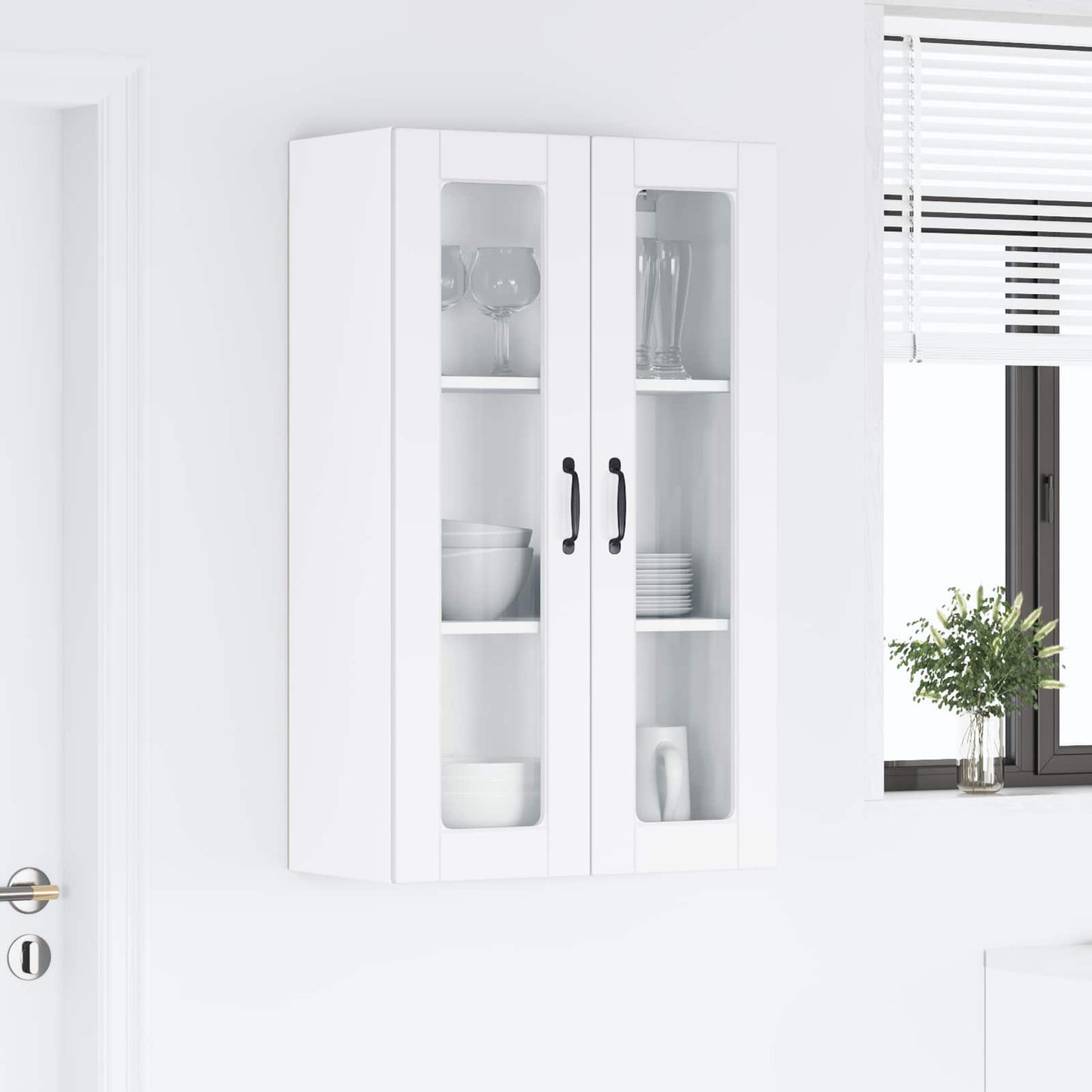 Fali üveges szekrény PORTO Fehér 60 x 31 x 100 cm Szerelt Fa