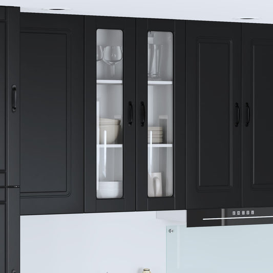 Fali üveges szekrény PORTO Fekete 60 x 31 x 100 cm Faanyag
