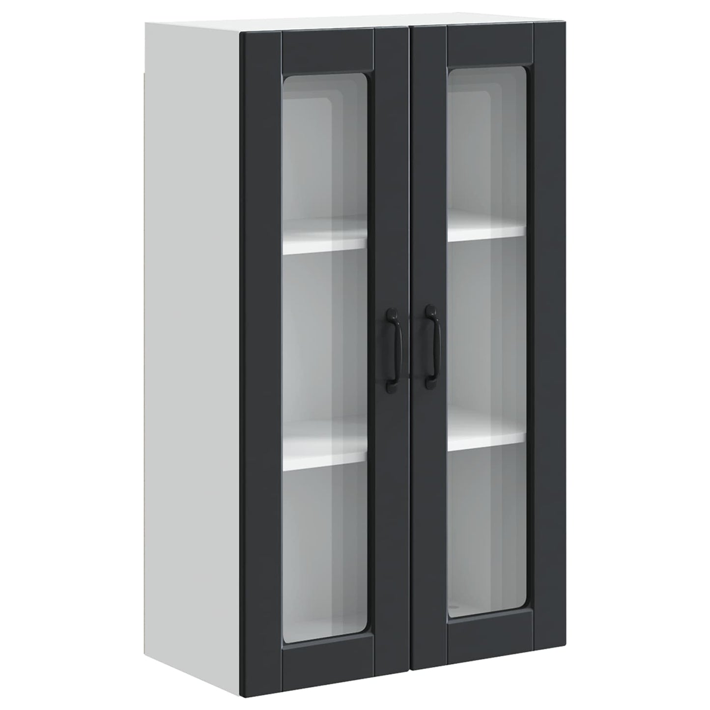 Fali üveges szekrény PORTO Fekete 60 x 31 x 100 cm Szerelt Fa