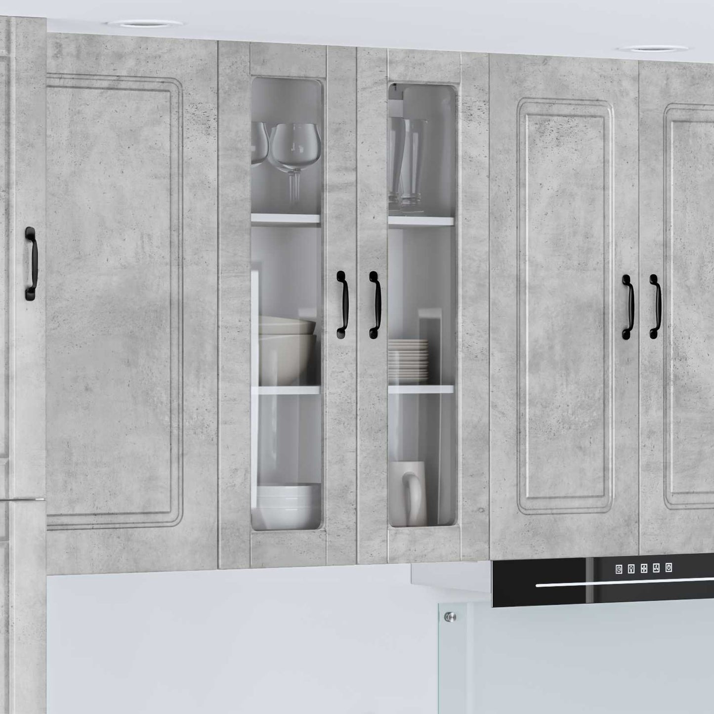 Fali üveges szekrény PORTO Beton Szürke 60 x 31 x 100 cm