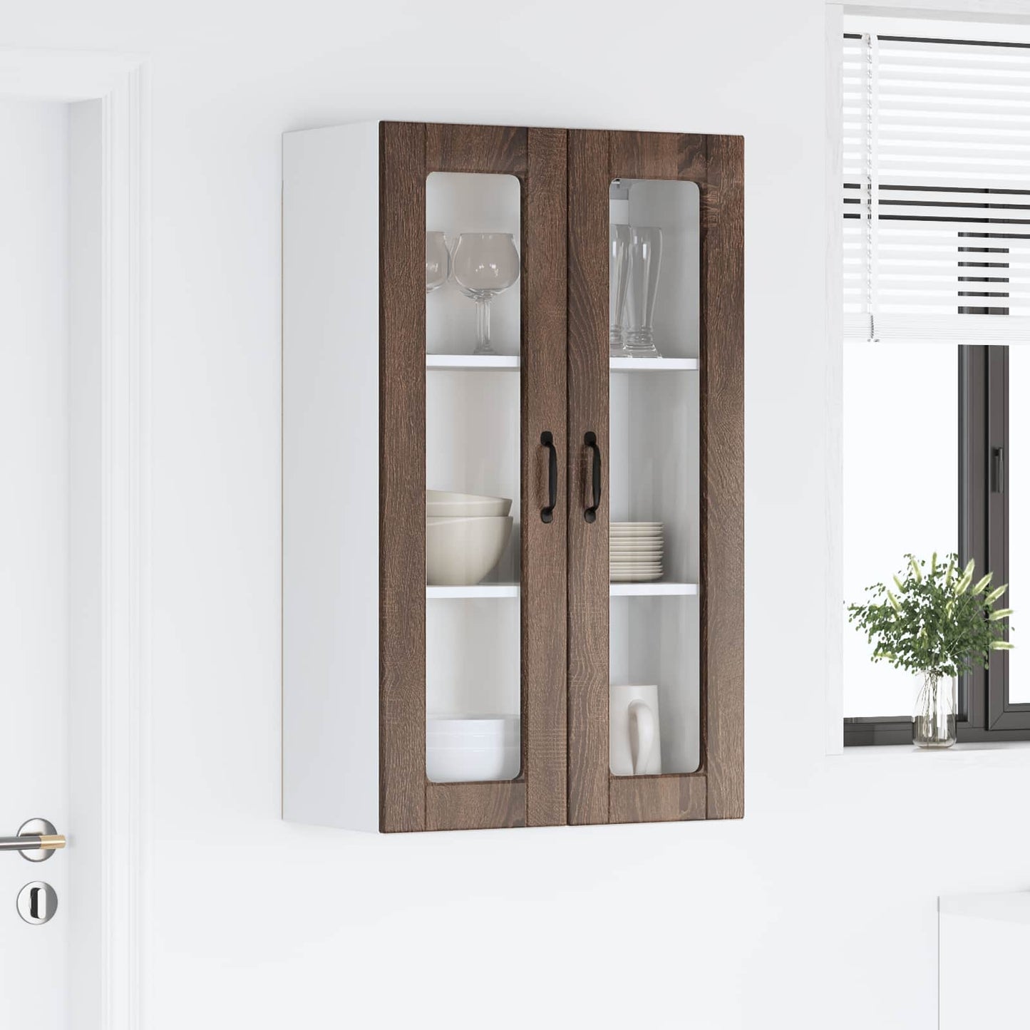 Fali üveges szekrény PORTO Barna Tölgy 60 x 31 x 100 cm