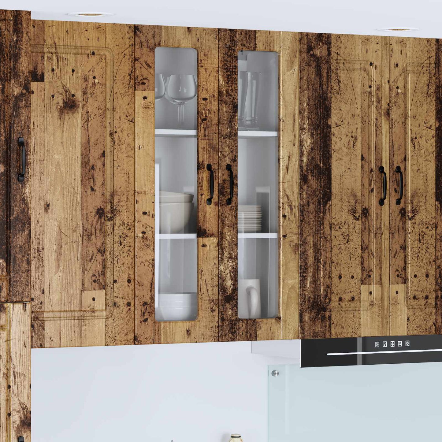 Fali üveges szekrény PORTO Öreg fa 60 x 31 x 100 cm Szerelt Fa