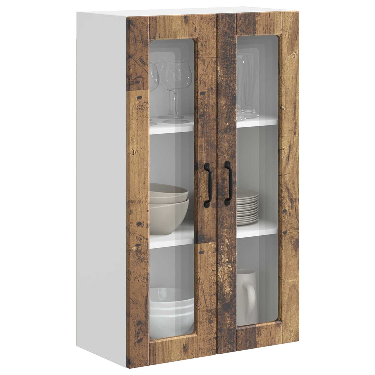 Fali üveges szekrény PORTO Öreg fa 60 x 31 x 100 cm Szerelt Fa