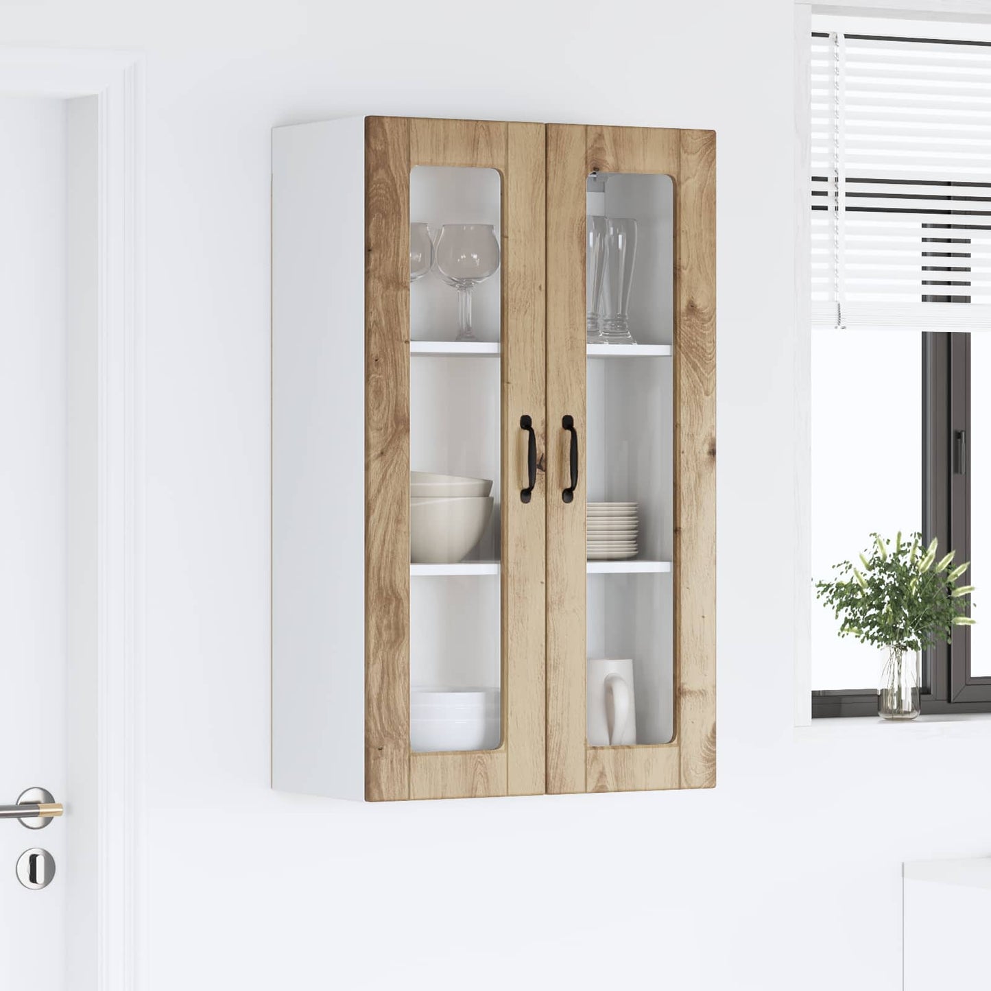 Fali üveges szekrény PORTO Artisan tölgy 60 x 31 x 100 cm