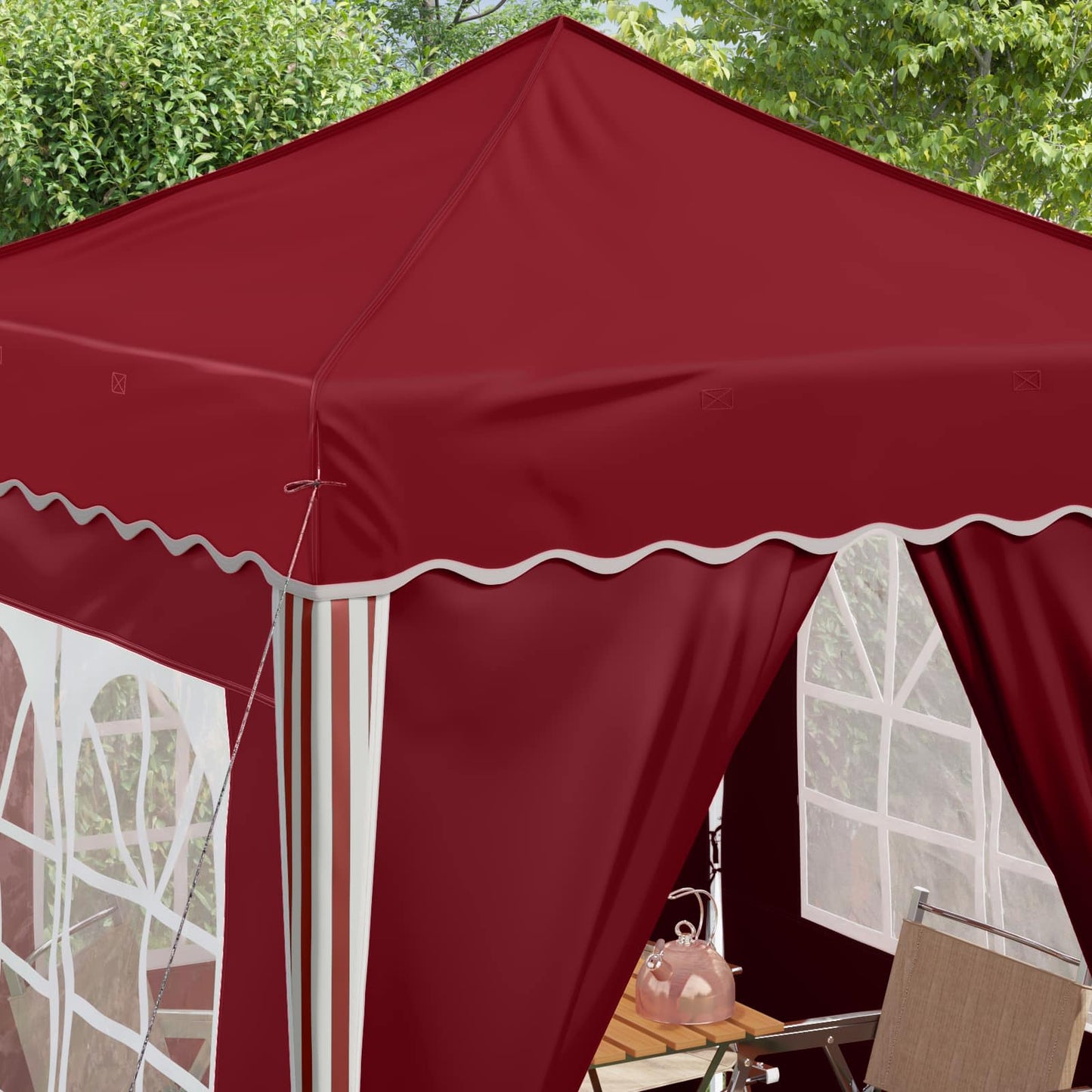Parti sátor 195 x 195 x 245 cm Burgundi Oxford Szövet