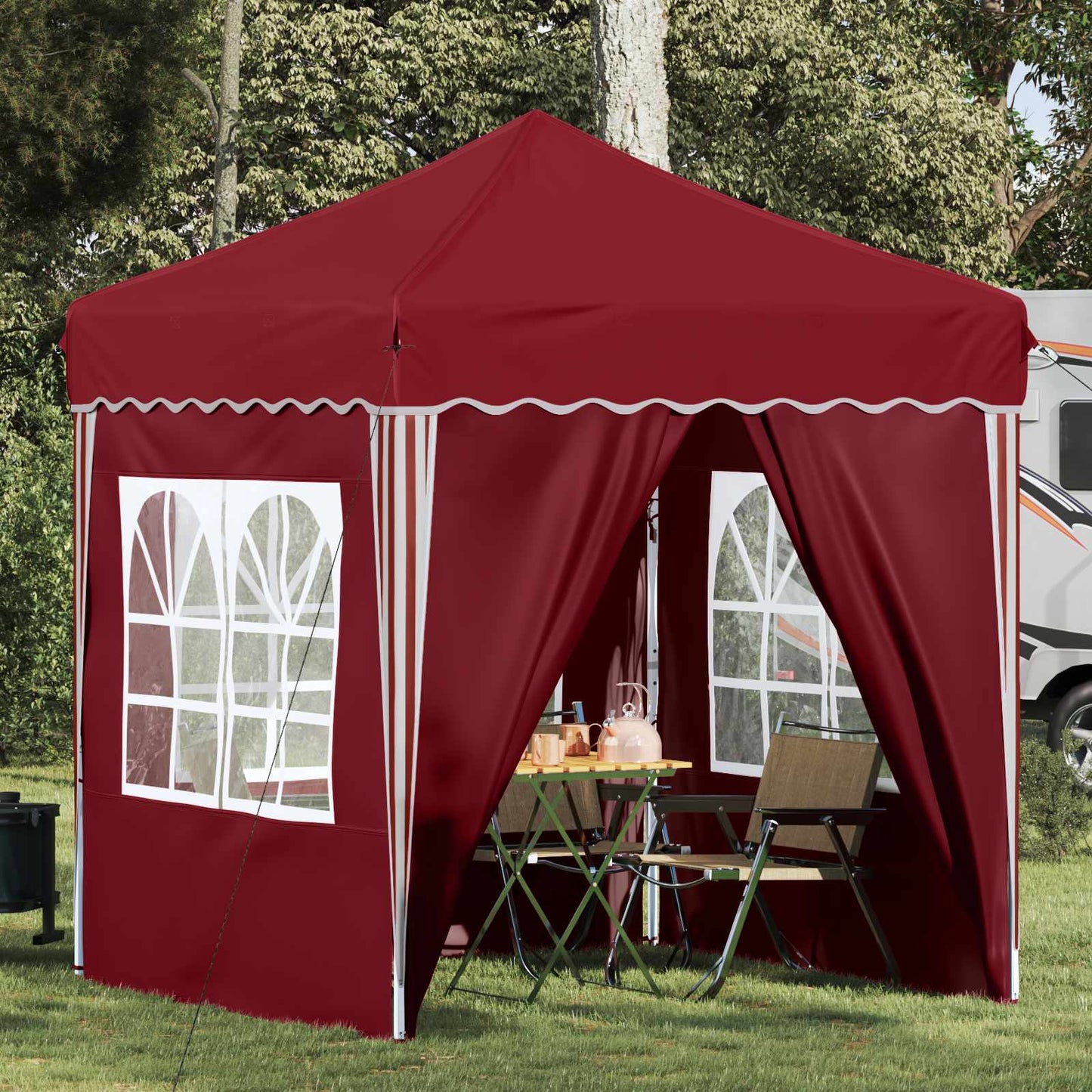 Parti sátor 195 x 195 x 245 cm Burgundi Oxford Szövet
