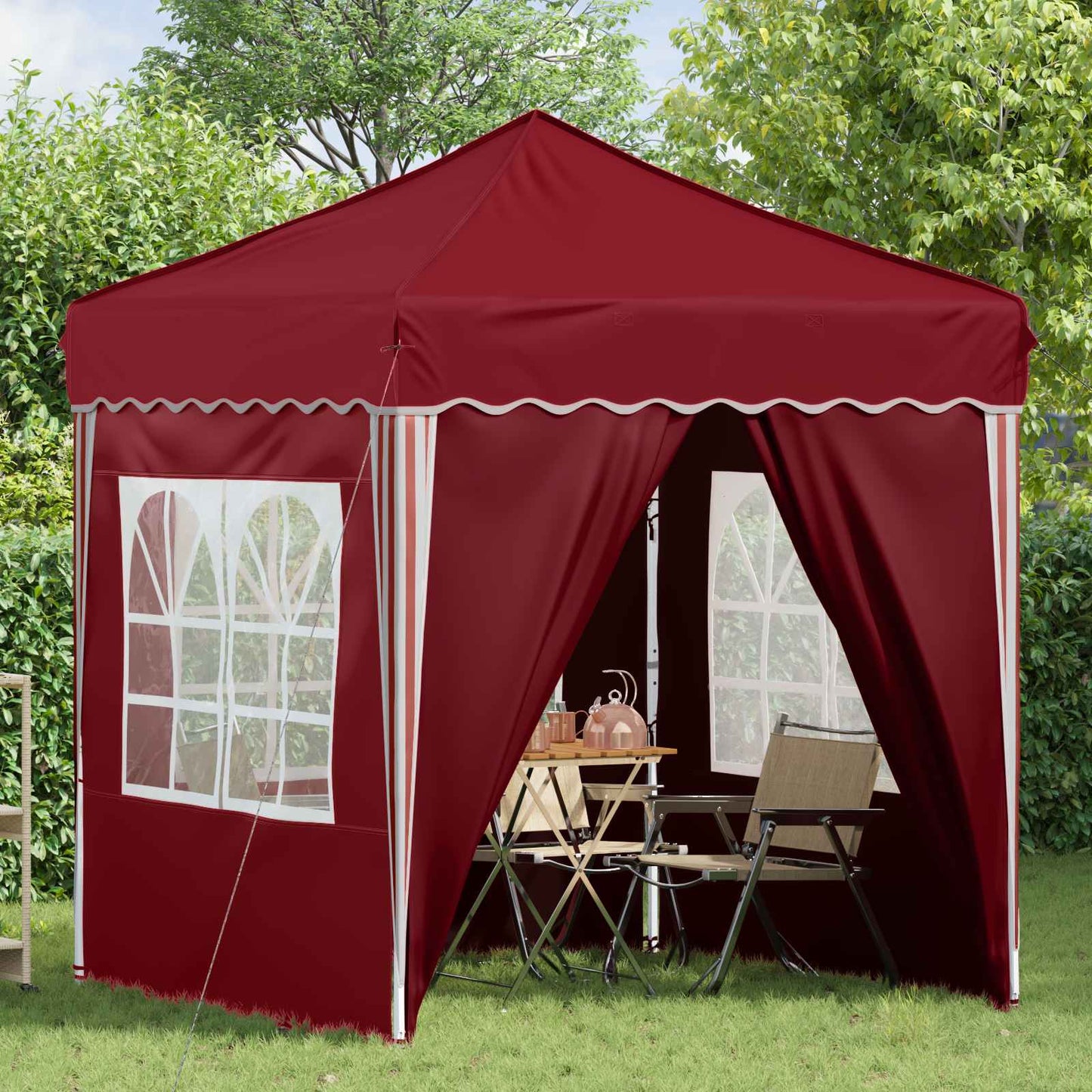 Parti sátor 195 x 195 x 245 cm Burgundi Oxford Szövet