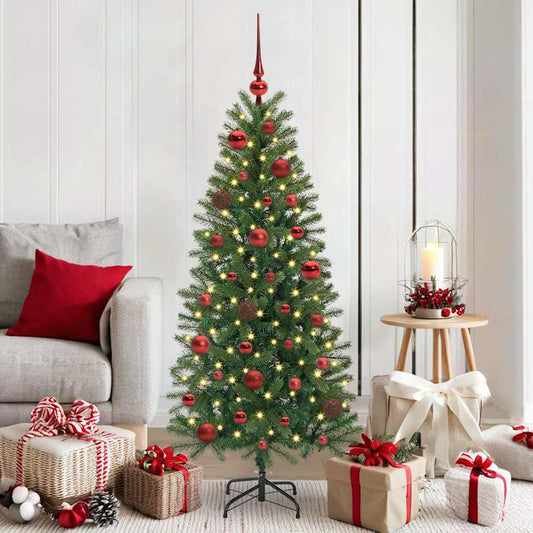 Karácsonyi Díszgömb Készlet 150 LED-del 61 pcs Piros Műanyag