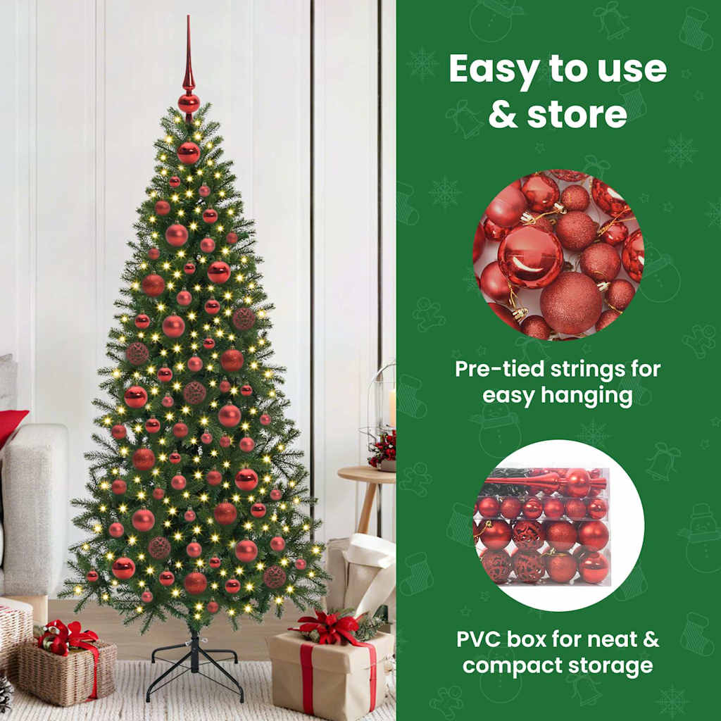 Karácsonyi Díszgömb Készlet 300 LED-del 120 pcs Piros Műanyag