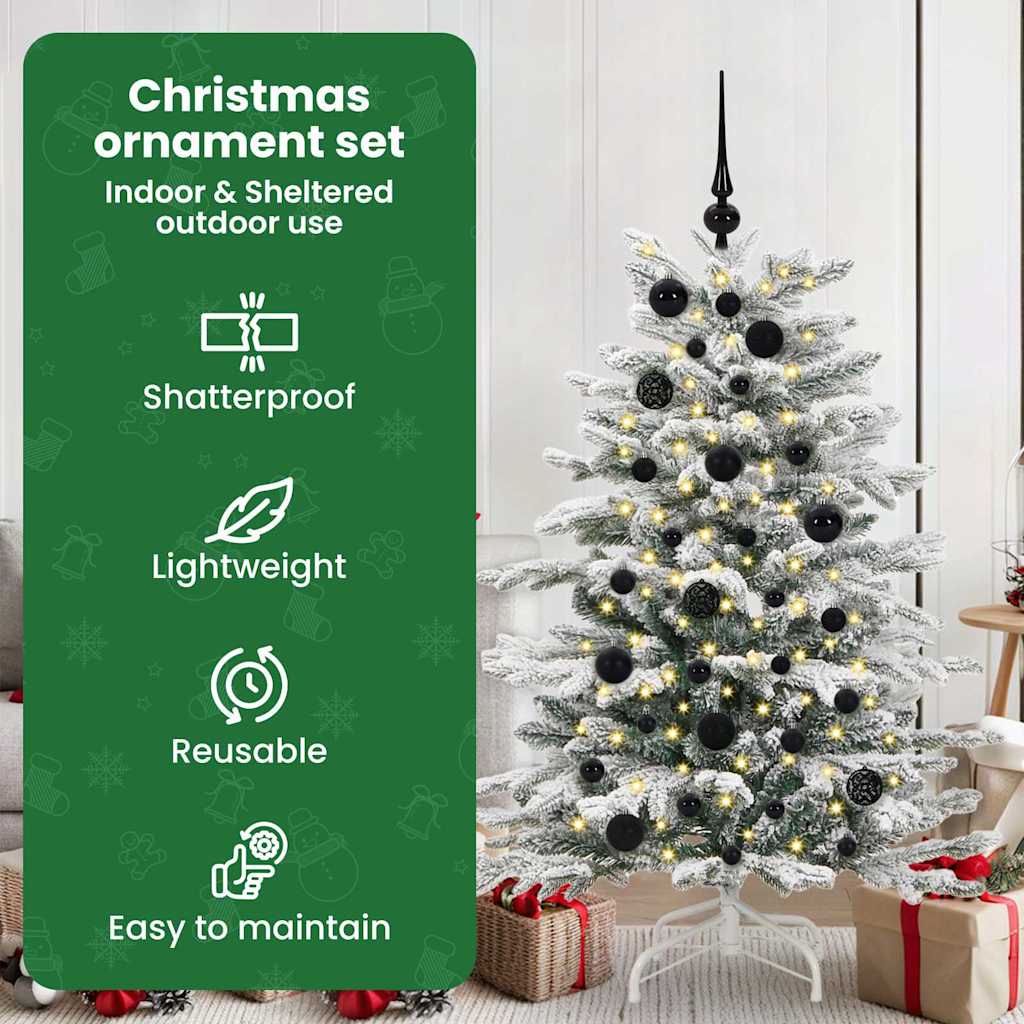 Karácsonyi Díszgömb Készlet 150 LED-del 61 pcs Fekete Műanyag