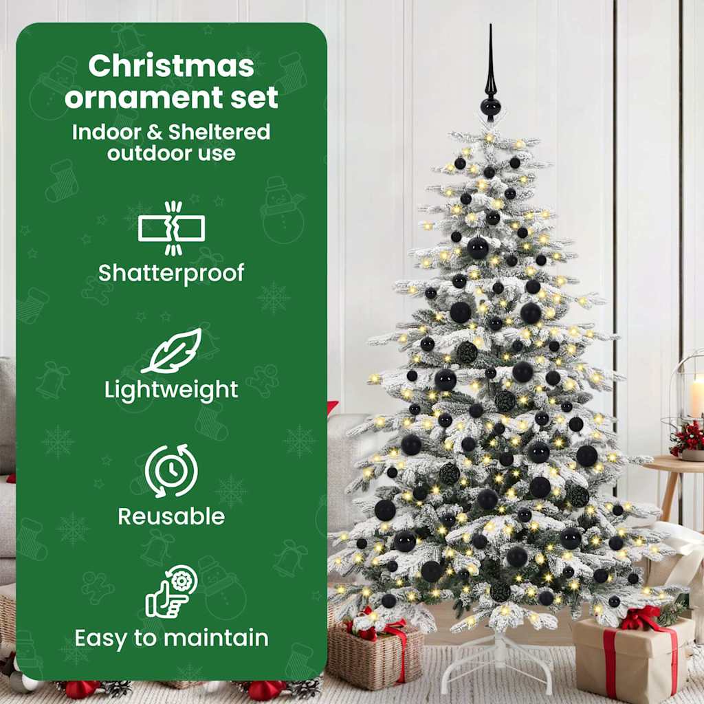 Karácsonyi Díszgömb Készlet 300 LED-del 120 pcs Fekete Műanyag