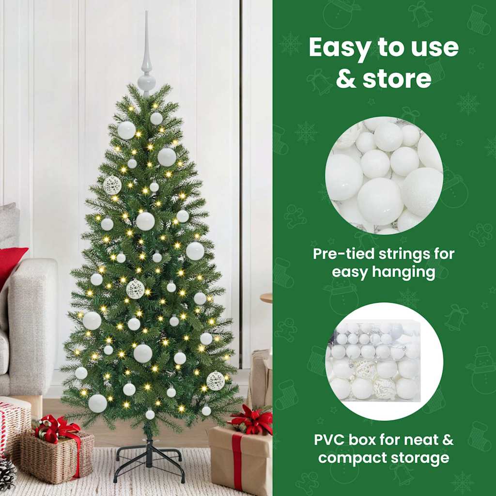 Karácsonyi Díszgömb Készlet 150 LED-del 61 pcs Fehér Műanyag