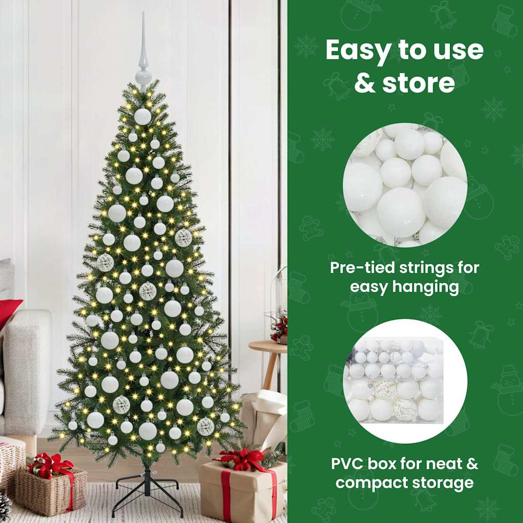 Karácsonyi Díszgömb Készlet 300 LED-del 120 pcs Fehér Műanyag