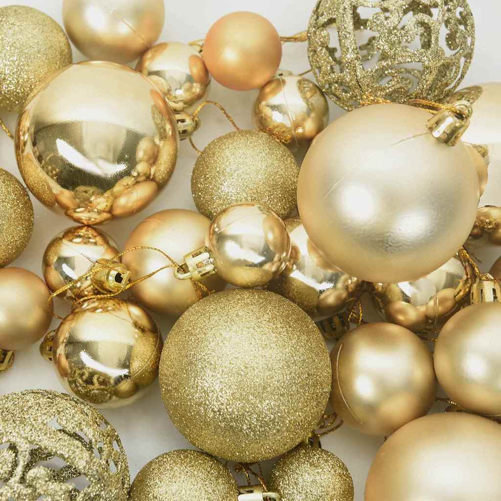 Karácsonyi Díszgömb Készlet 150 LED-del 61 pcs Arany Műanyag