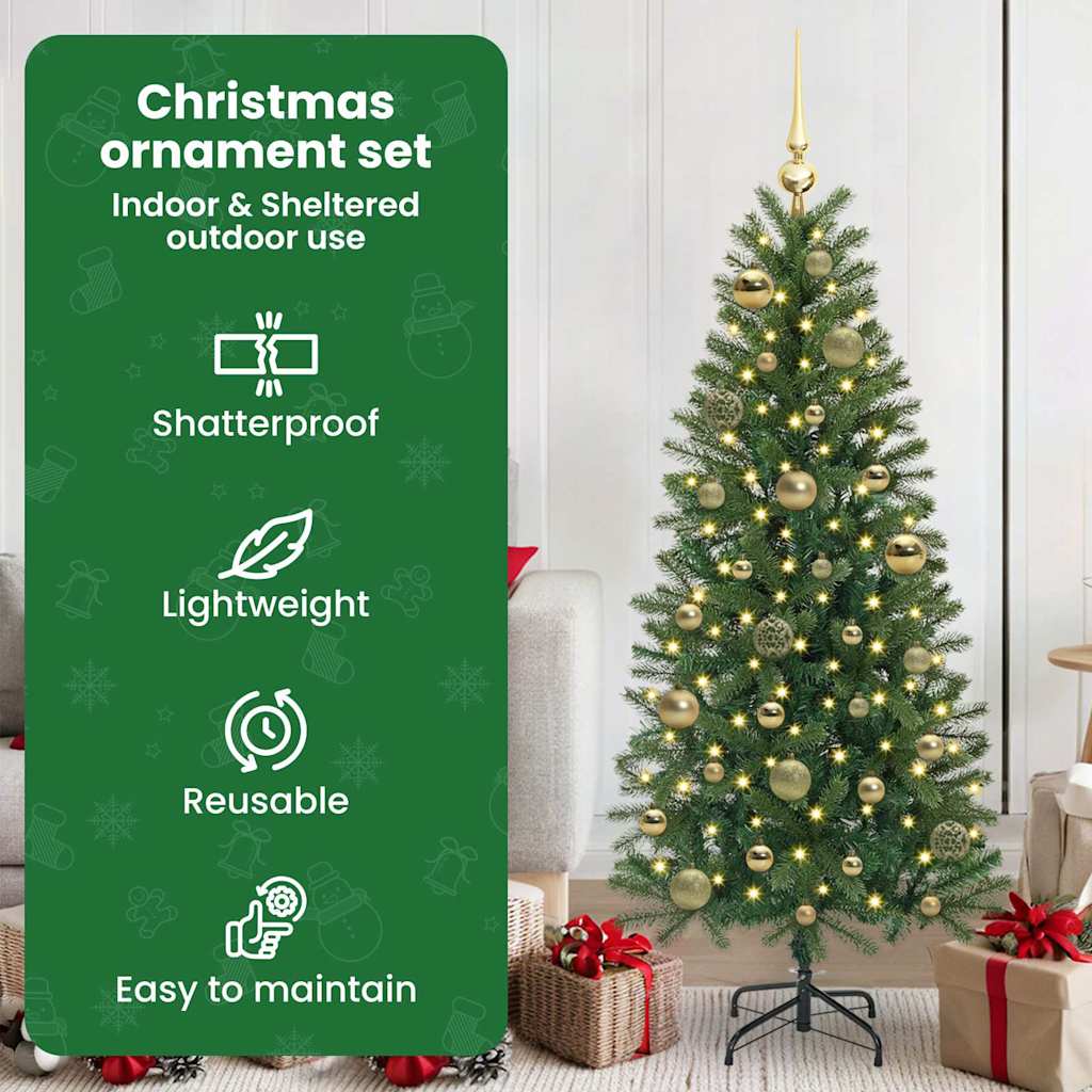 Karácsonyi Díszgömb Készlet 150 LED-del 61 pcs Arany Műanyag