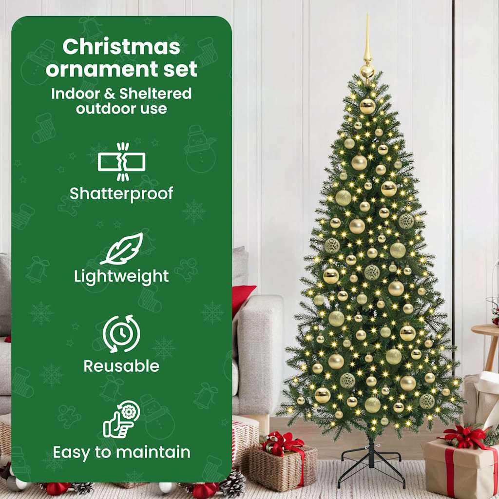 Karácsonyi Díszgömb Készlet 300 LED-del 120 pcs Arany Műanyag