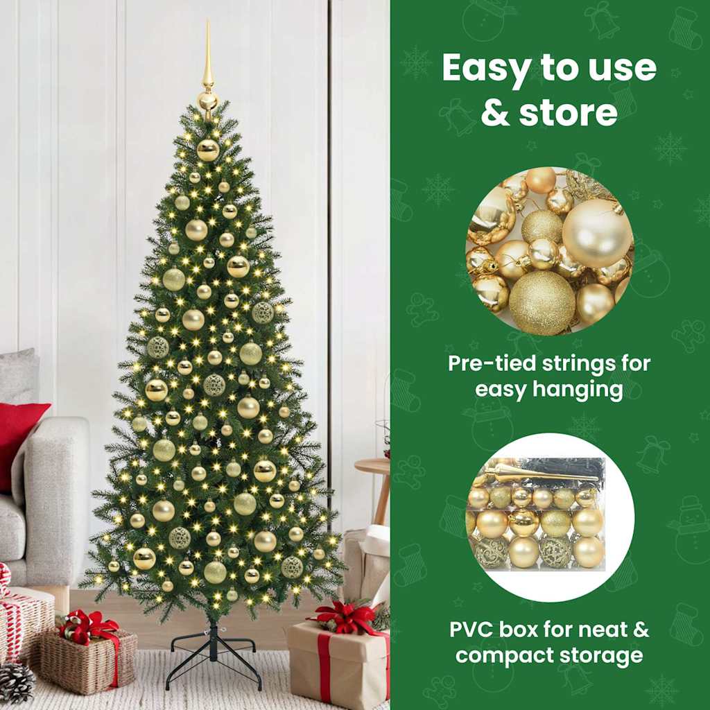 Karácsonyi Díszgömb Készlet 300 LED-del 120 pcs Arany Műanyag