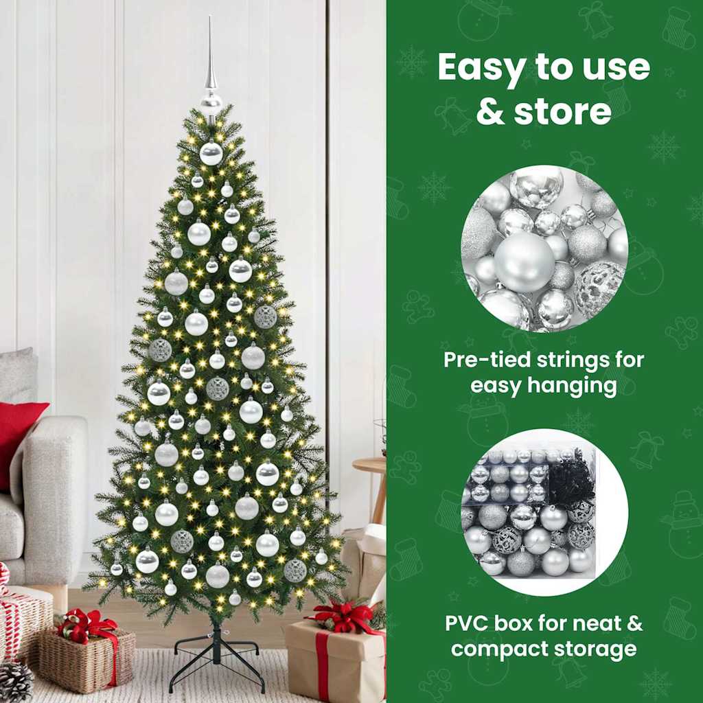 Karácsonyi Díszgömb Készlet 300 LED-del 120 pcs Ezüst Műanyag