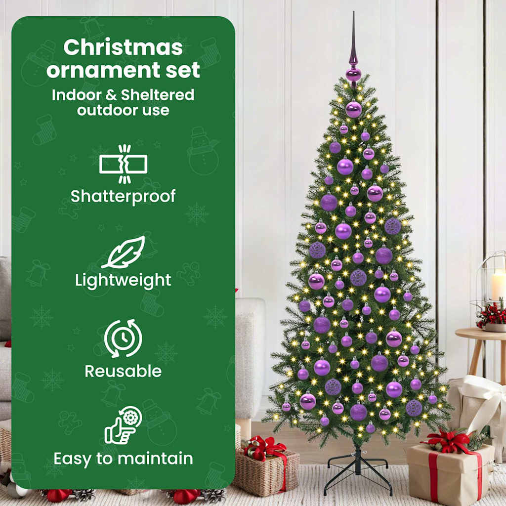 Karácsonyi Díszgömb Készlet 300 LED-del 120 pcs Lila Műanyag
