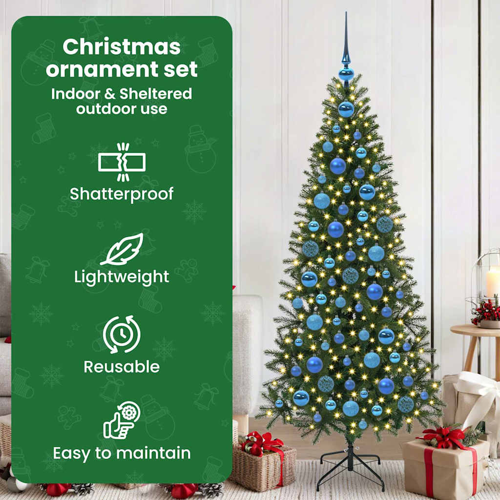 Karácsonyi Díszgömb Készlet 300 LED-del 120 pcs Kék Műanyag