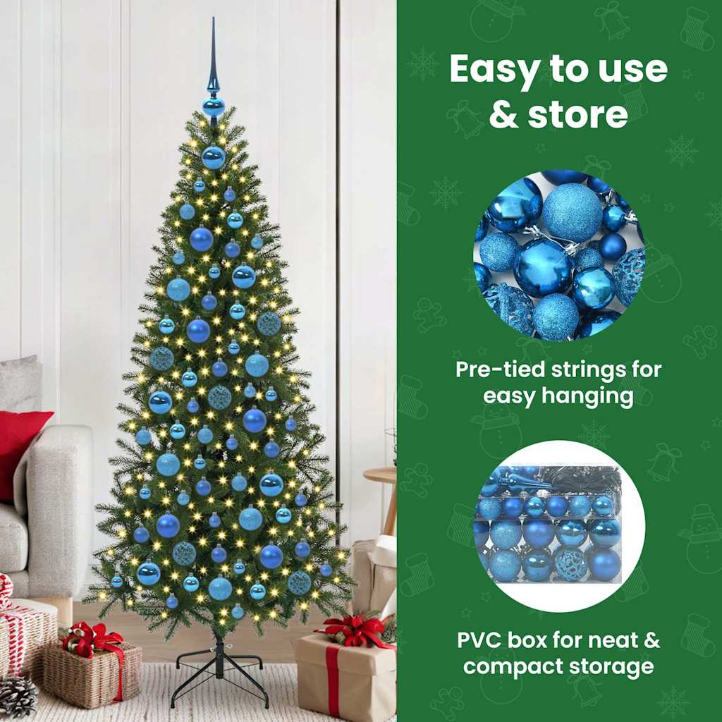 Karácsonyi Díszgömb Készlet 300 LED-del 120 pcs Kék Műanyag
