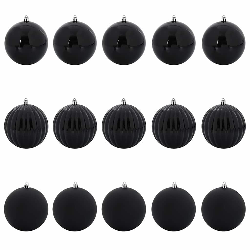 Karácsonyi Díszszett XL 15 pcs Fekete Ø 10 cm Műanyag LED