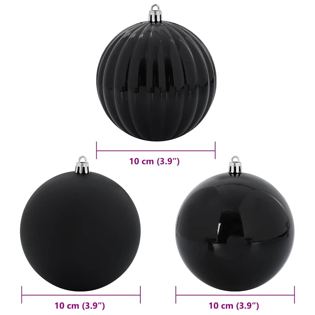 Karácsonyi Díszszett XL 15 pcs Fekete Ø 10 cm Műanyag LED