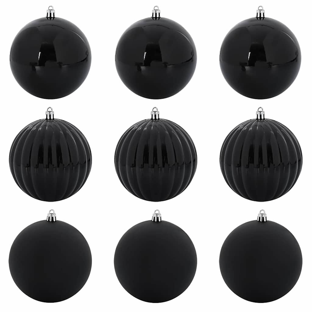 Karácsonyi Dísz Készlet XL 9 pcs Fekete Ø 15 cm Műanyag LED