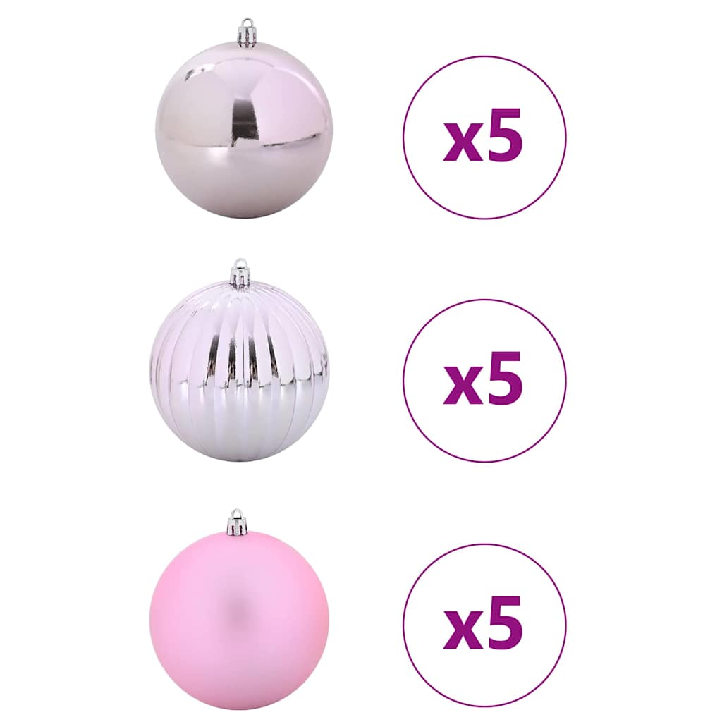 Karácsonyi Dísz Kültéri XXL 15 pcs Rózsaszín Ø 10 cm Műanyag