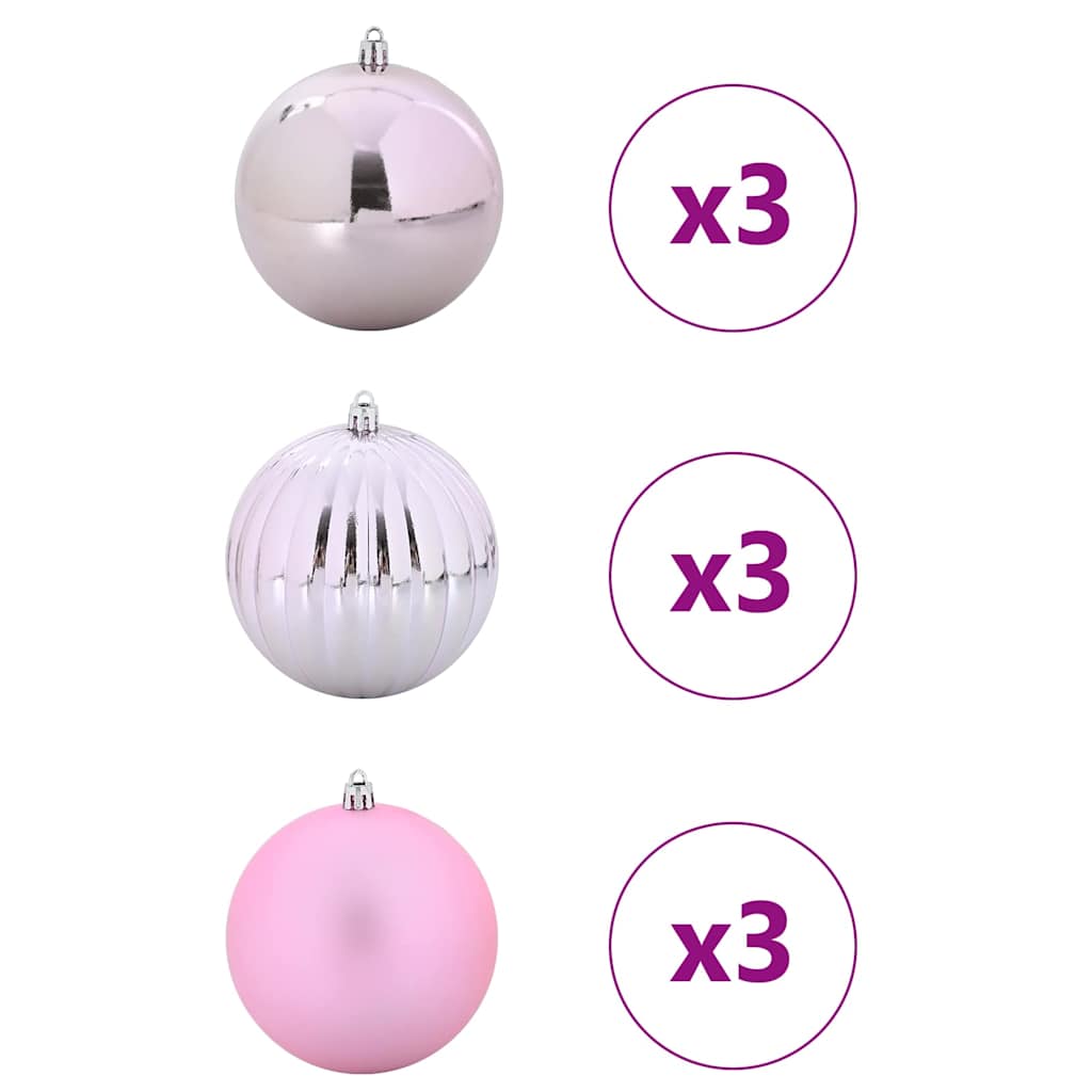 Karácsonyi dísz szett XL 9 pcs Rózsaszín Ø 15 cm Műanyag LED