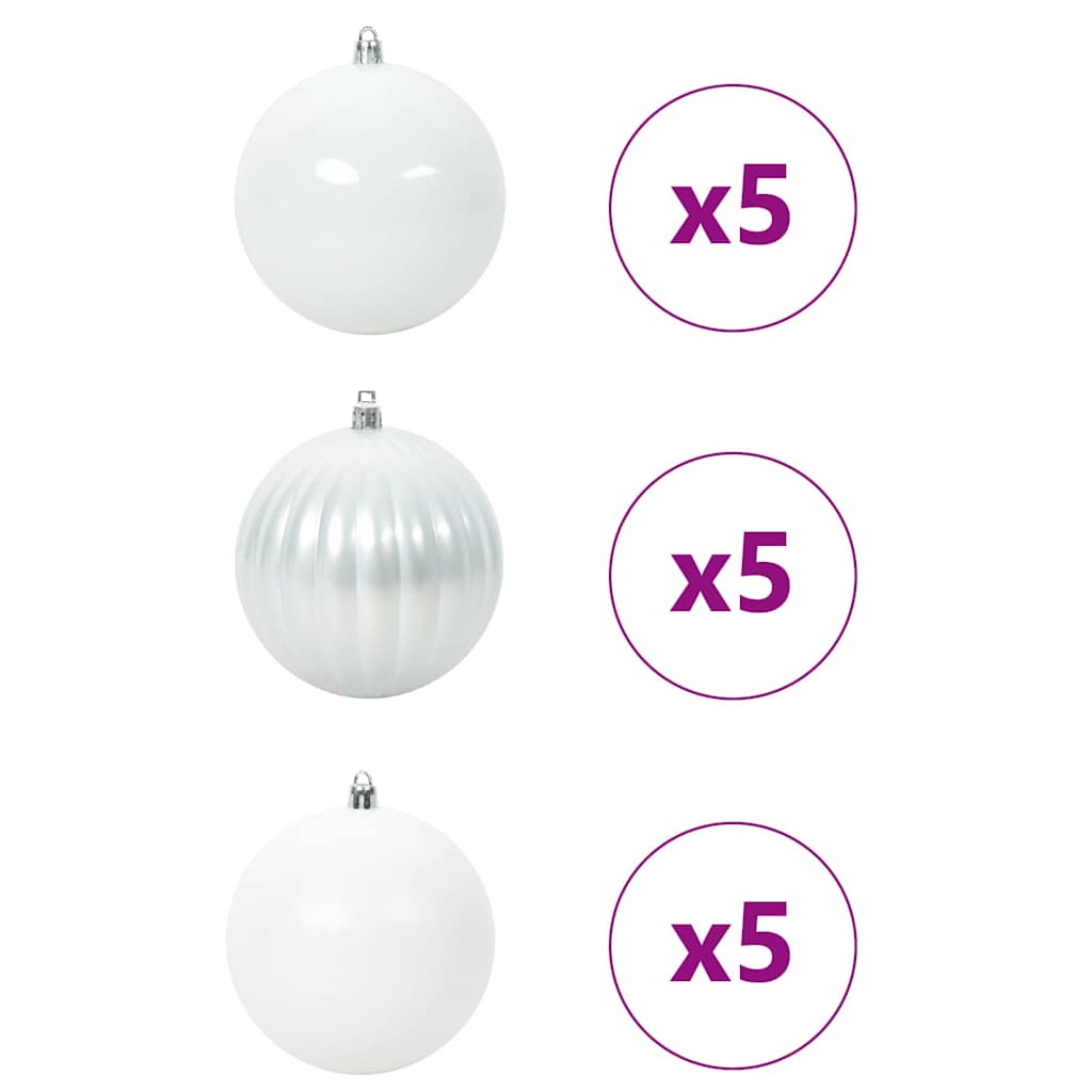 Karácsonyi Díszszett XL 15 pcs Fehér Ø 10 cm Műanyag LED