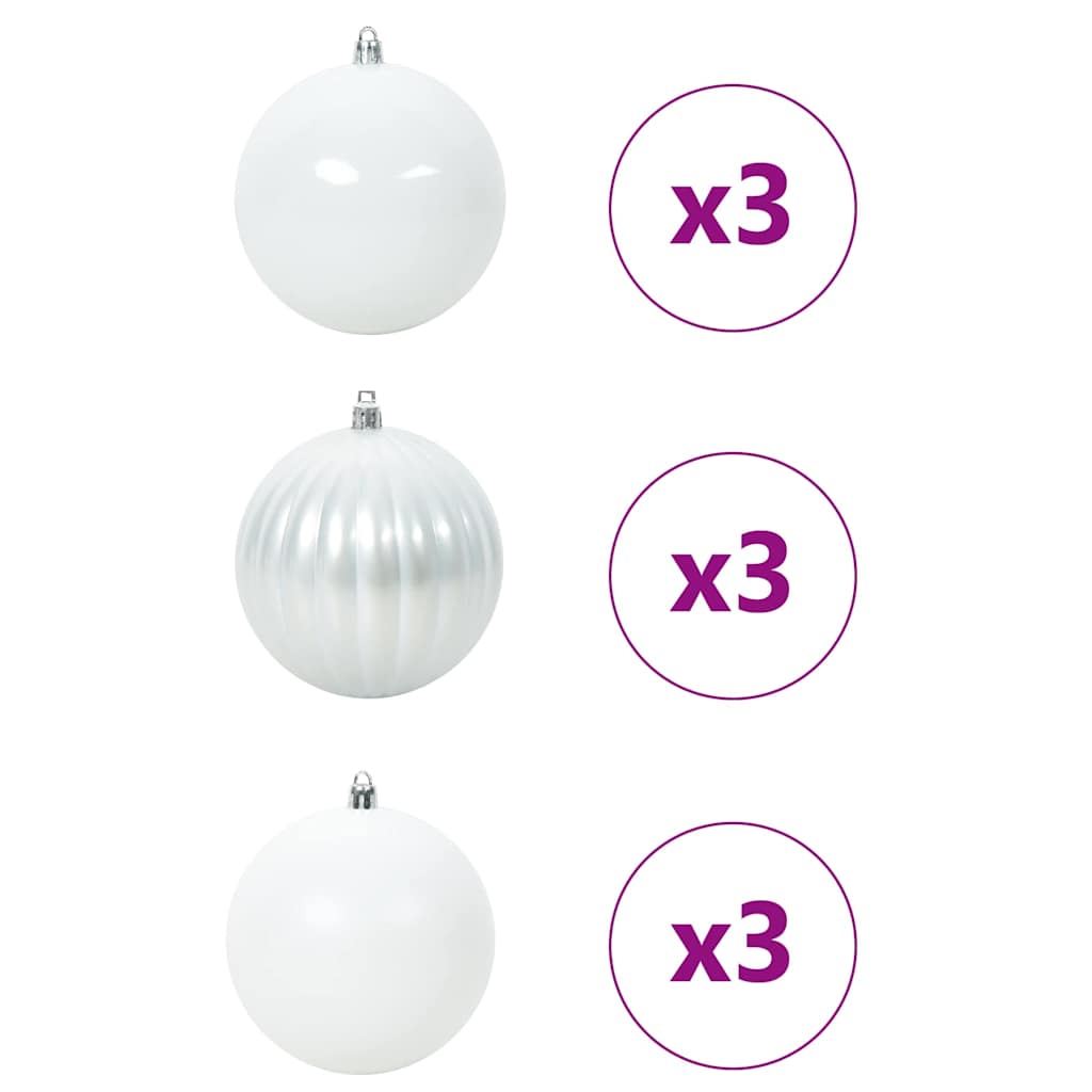 Karácsonyi Díszgömb Készlet XL 9 pcs Fehér Ø 15 cm Műanyag LED