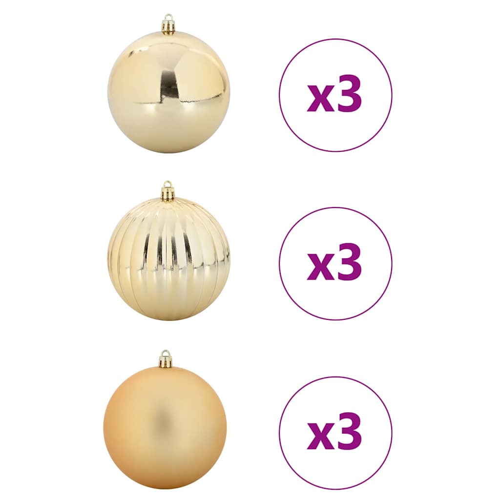 Karácsonyi Díszszett XL 9 pcs Arany Ø 15 cm Műanyag LED