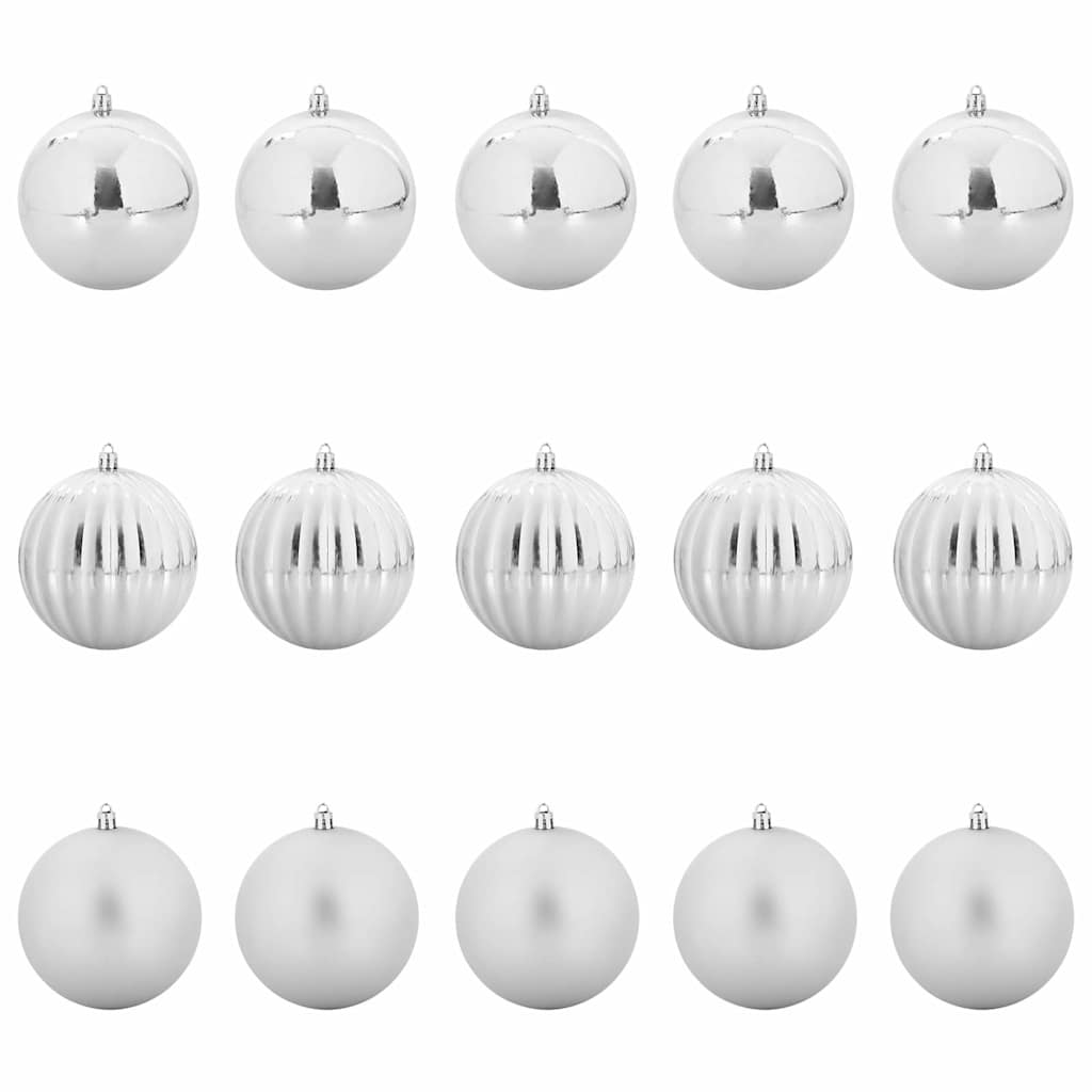 Karácsonyi Díszszett XL 15 pcs Ezüst Ø 10 cm Műanyag LED