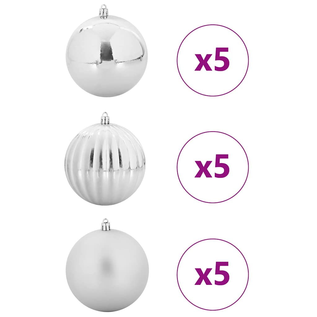 Karácsonyi Díszszett XL 15 pcs Ezüst Ø 10 cm Műanyag LED