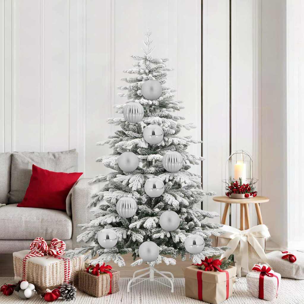 Karácsonyi Díszgömb Készlet XL 9 pcs Ezüst Ø 15 cm Műanyag LED