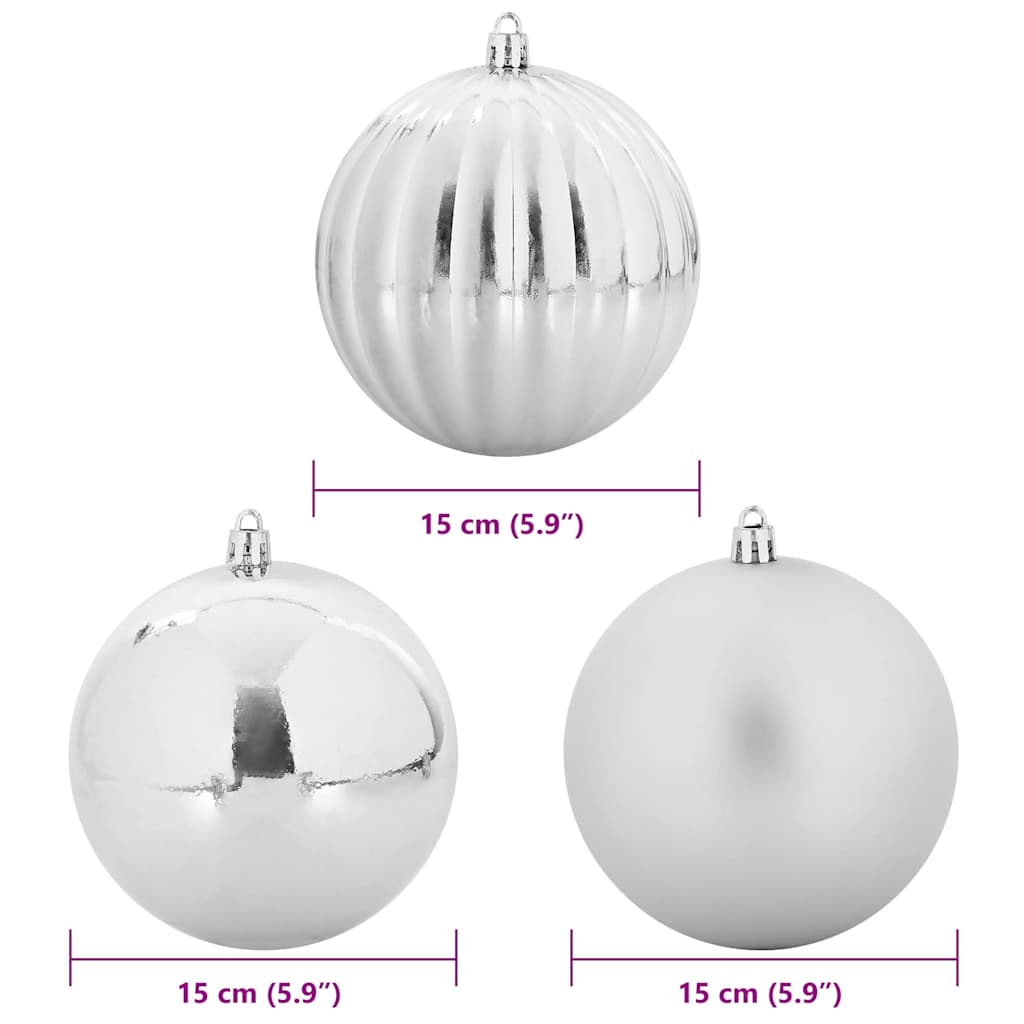 Karácsonyi Díszgömb Készlet XL 9 pcs Ezüst Ø 15 cm Műanyag LED