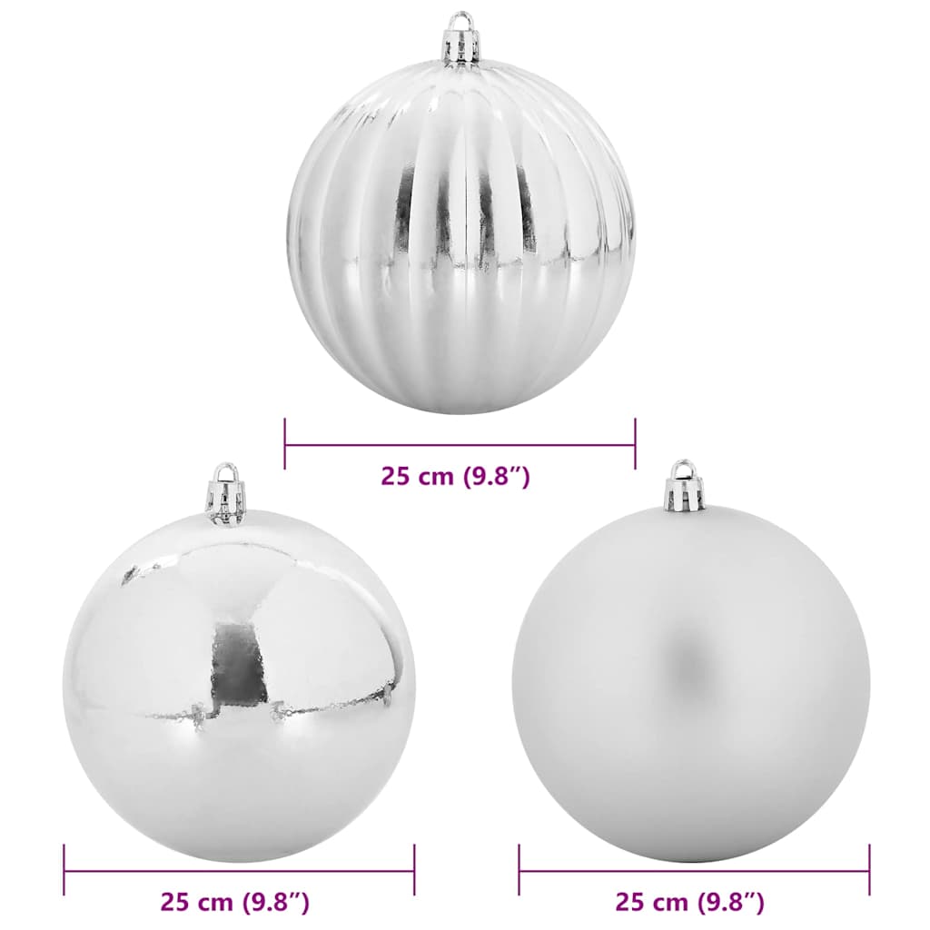 Karácsonyi Díszgömb Készlet XXL 3 pcs Ezüst Ø 25 cm Műanyag LED