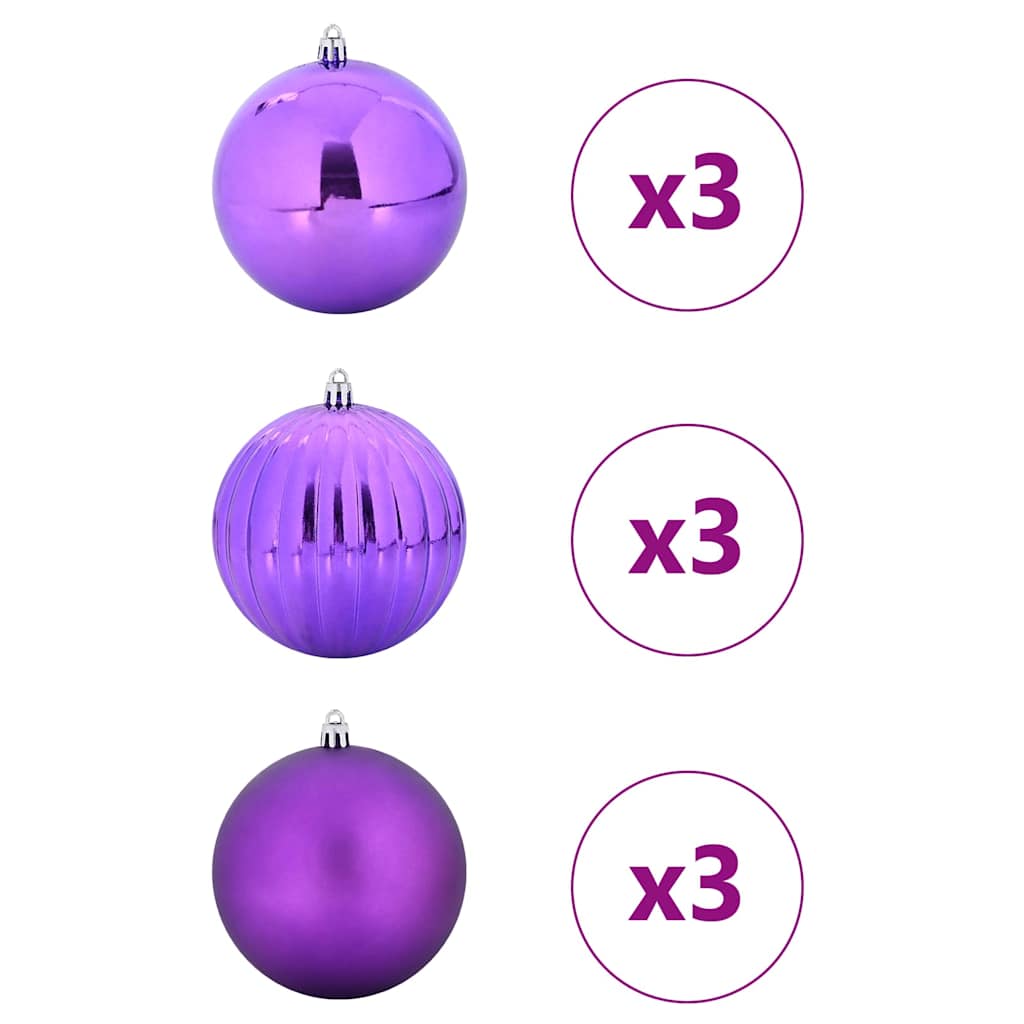 Karácsonyi Díszgömb Készlet XL 9 pcs Lila Műanyag