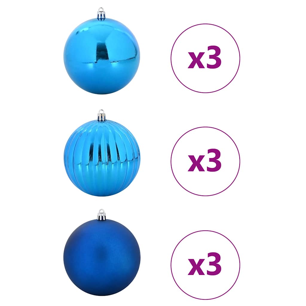 Karácsonyi Díszgömb Készlet XL 9 pcs Kék Ø 15 cm Műanyag LED