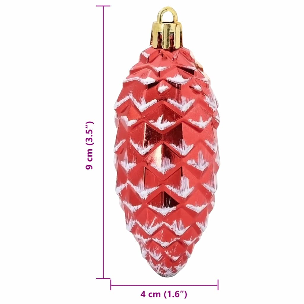 Karácsonyi tobozlabda 40 db LED Piros 4 x 9 cm Műanyag