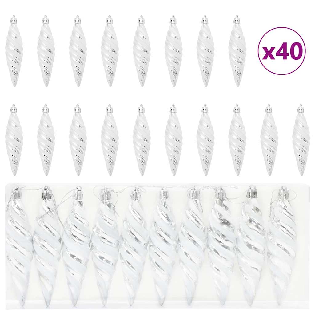 Karácsonyi Spirális Alakú Gömb 40 pcs Ezüst Műanyag
