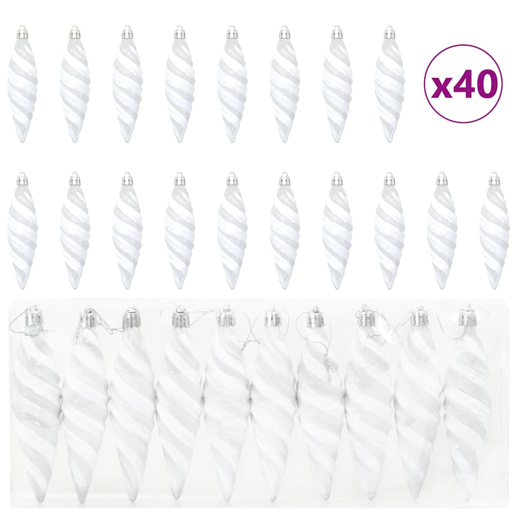 Karácsonyi Spirális Alakú Gömb 40 pcs Fehér Műanyag