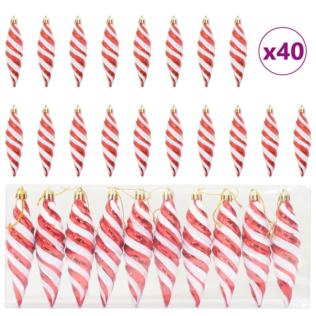 Karácsonyi Spirális Alakú Gömb 40 pcs Piros Műanyag