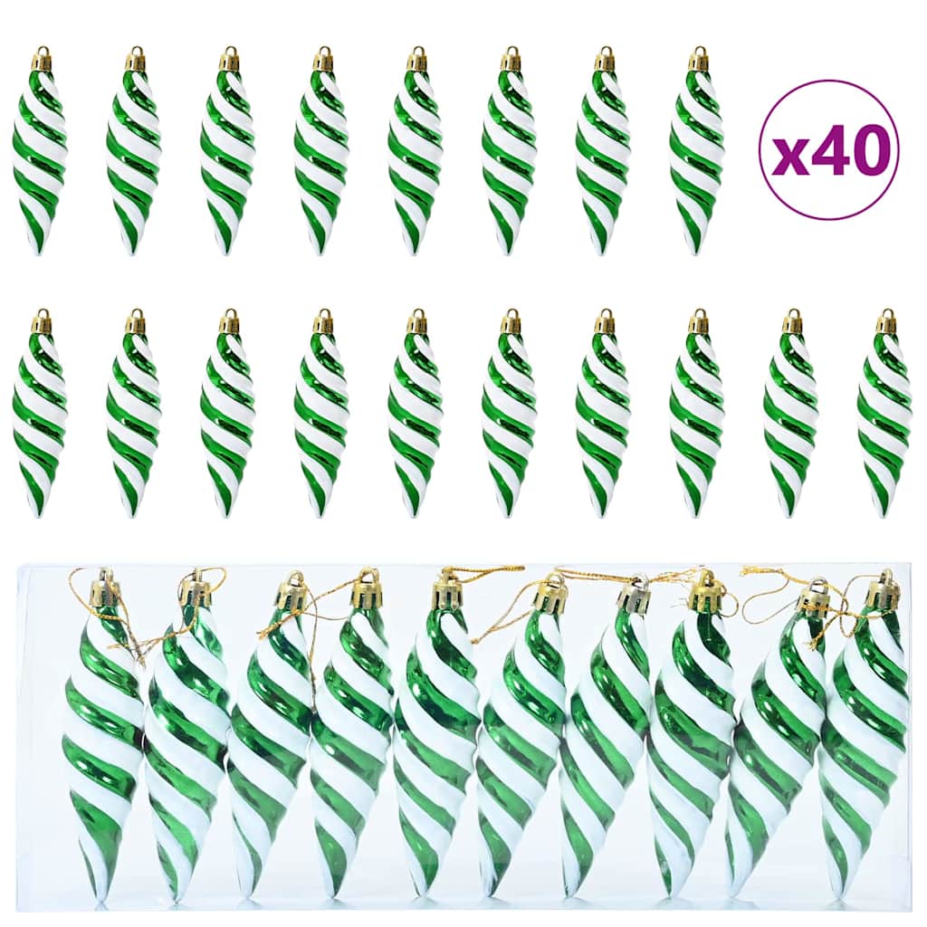 Karácsonyi Spirális Alakú Gömb 40 pcs Zöld Műanyag