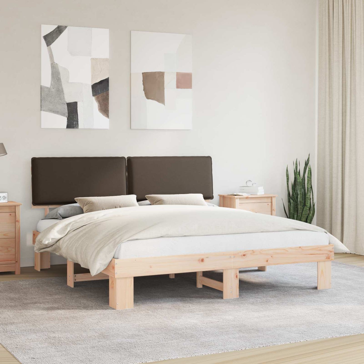 Ágykeret Kárpitozott Fejtámlával Tópszínű 200 x 200 cm