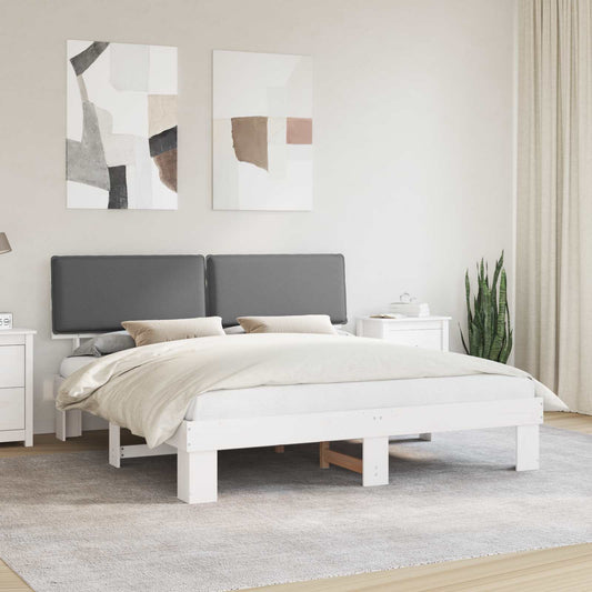 Ágykeret Kárpitozott Fejtámlával Világosszürke 200 x 200 cm