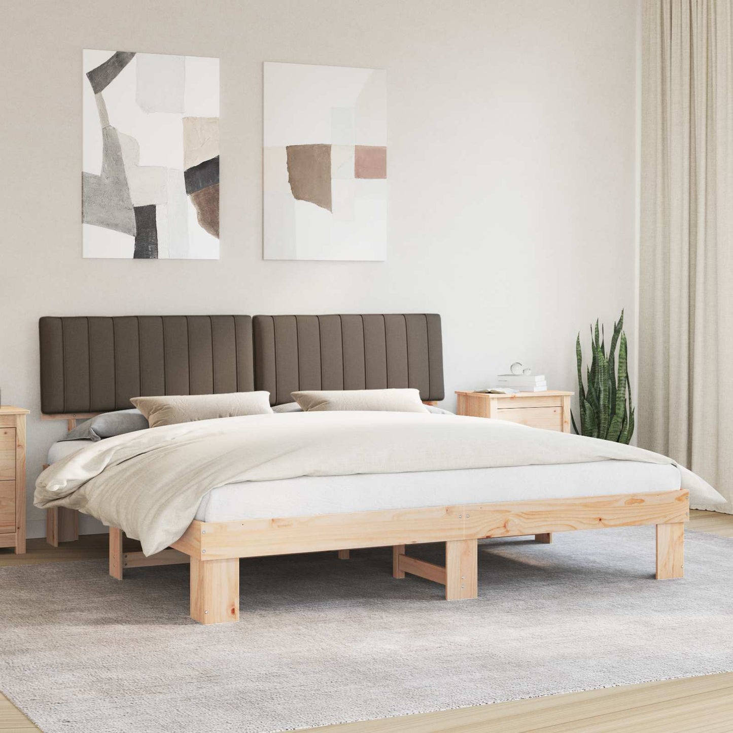Ágykeret Kárpitozott Fejtámlával Tópszínű 200 x 200 cm