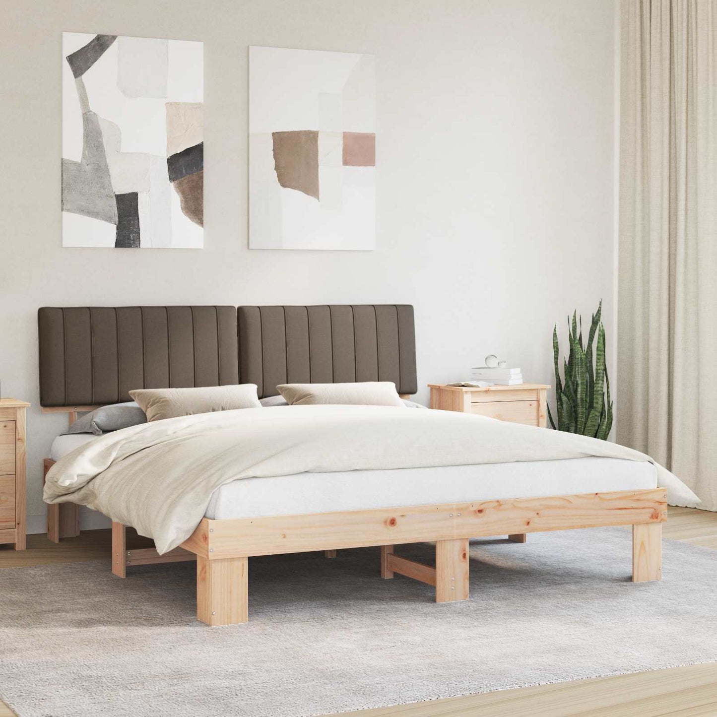 Ágykeret Kárpitozott Fejtámlával Tópszínű 180 x 200 cm