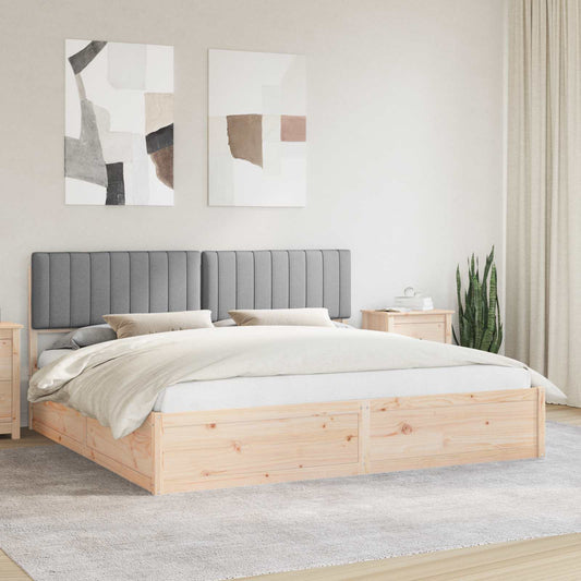 Ágykeret Kárpitozott Fejtámlával Világosszürke 200 x 200 cm